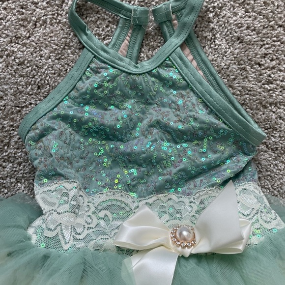 Toddler girls ballet dance costume leotard tutu recital dress green size 6/ 6x - Picture 7 of 8